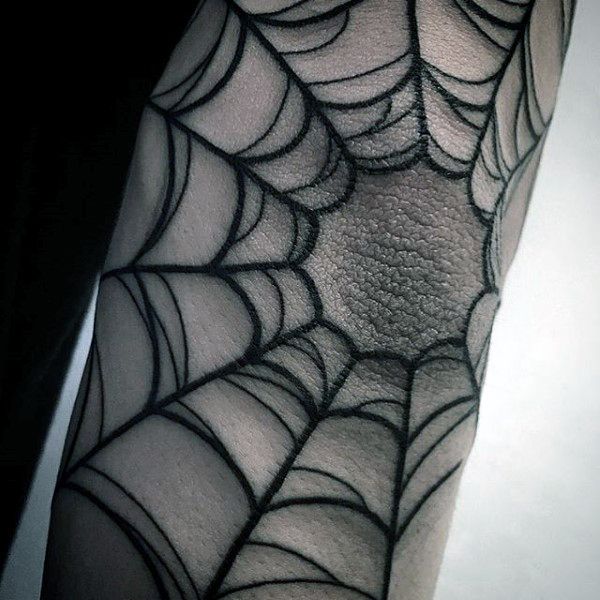 Spider web elbow tattoo